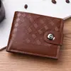 Cartera para Hombre con Múltiples Ranuras para Tarjetas, Porta Boletos Corto de Gran Capacidad, Cartera Corta para Hombre con Hebilla Magnética, Billetera Sencilla para Monedas, Cartera Suave