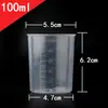 Vaso medidor de plástico de 20 ml, 30 ml, 50 ml y 100 ml con escala. Vaso medidor de laboratorio con escala.
