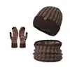 Gorro Cálido de Invierno, Bufanda para el Cuello, Guantes, Juego de Tres Piezas para Hombres y Mujeres, Protección para los Oídos de Terciopelo para Exteriores, Gorro de Lana Tejido a Prueba de Frío