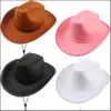 En Stock Material Grueso Sombrero de Vaquero Blanco Pintura Hecha a Mano DIY Sombrero de Vaquero Occidental Sombrero de Fieltro con Borde Blanco