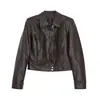 M FIVE Colección Otoño 2026, 16 de septiembre: Nueva chaqueta corta de cuero con acabado mate y doble cremallera, estilo 6812
