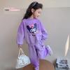 Conjunto de Moletom Duas Peças Novo para Crianças Pequenas 2025, Conjunto Casual Estiloso e Versátil com Estampa para Meninas, Estilo Esportivo da Moda