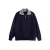 Suéter cárdigan de cuello alto con bloques de color estilo americano para hombres y mujeres, tejido casual de punto moderno de otoño, top versátil de corte holgado