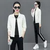 Pantalones de Cardigan con Cremallera Traje Casual para Mujer Moda Nueva Primavera y Otoño 2024 Ropa Deportiva Sencilla Conjunto de Tres Piezas