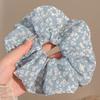 Scrunchie Floral Branco Cinza Azul Estilo Floresta Elástico de Cabelo Feminino Corda de Cabelo Elástica Faixa de Cabelo de Alta Elasticidade
