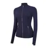 Jaqueta LU com gola alta e zíper dourado, casaco esportivo de manga longa, top de alta elasticidade slim-fit para corrida, fitness e yoga para mulheres