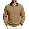 Europa Transfronteriza Otoño Invierno Hombre Color Sólido Cuello Solapa Manga Larga Sudadera con Capucha POLO Suelta Sudadera Superior Más Terciopelo Otoño Invierno Más Terciopelo