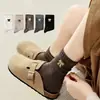 Nuevos calcetines de invierno, estilo coreano con lazo bordado, calcetines de terciopelo cálido para mujer hasta la pantorrilla, cálidos y gruesos, modernos y versátiles