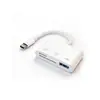Lector de tarjetas de cámara de teléfono móvil OTG al por mayor transfronterizo multifuncional tres en uno cable adaptador Lightning para tarjeta TFSD