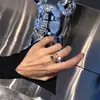 Anillo Abierto Hecho a Mano de Cuadros Blanco y Negro de Moda Sencillo con Goteo de Aceite Anillo Distintivo para Estudiantes Femeninas Geométrico Nuevo Producto Nicho