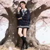 Conjunto de Roupa Estilo Campus para Meninas, Conjunto Elegante de Primavera Estilo Academia Infantil Camisa e Moletom Falsos de Duas Peças, Conjunto de Duas Peças Vestido de Primavera