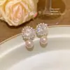 Aretes de Copo de Nieve Brillante Perla Circonita Estilo Francés 2026 Nuevo Estilo de Alta Gama Modernos y Elegantes para Mujer