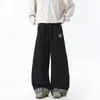 Pantalones Scimitar con Estampado de Leopardo Empalmado Estilo Hip-Hop High Street para Hombres y Mujeres, Pantalones Casuales Bordados Hip-Hop de Nicho Americano para Otoño e Invierno