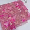 Tecido para bordado plano com fio multicolorido tie-dye degradê floral feito à mão, tecido para bordado de vestido Hanfu cheongsam em malha