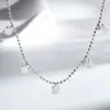 Collar de Calcedonia de Plata de Ley S925 Cadena de Cuentas para Mujer Ágata Blanca Ágata Verde Colgante Huevo de Hielo Alto Cadena para Clavícula Venta al por Mayor