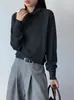 A nova coleção de outono da Juzhi apresenta um suéter de malha com gola semi-alta estilo coreano para mulheres, em um corte relaxado e solto 13132
