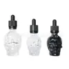 Botella de Aceite Esencial Transparente con Forma de Calavera de 30ml 60ml 120ml Botella de Vidrio Negra Mate con Gotero con Forma de Calavera de 30ml