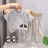 Camisa Polo de Cara Sonriente para Niños Niños Verano 2026 Nuevo Estilo Top con Bolsillo para Bebé Camiseta de Manga Corta de Moda Conjunto de Dos Piezas