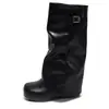 Chica Picante del Viento Estilo Nuevo Circunferencia Grande de Bota Punk Pierna de Pantalón Persona Baja Botas de Media Pantorrilla Adelgazantes Otoño Invierno 2026 Aumento de Altura Niños