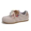 Nuevo Estilo Nicho Lindos Zapatos Planos de Encaje con Cordones para Mujer Versátiles Casuales Deportivos de Tabla 88-8109