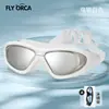 Gafas de Natación de Silicona, Marco Grande Electroplateado de Alta Definición, Antivaho, Impermeables, con Tapones para los Oídos Integrados, Gafas de Natación Unisex