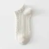 Calcetines Cortos de Lazo para Mujer para Verano, Delgados, Color Sólido, Transpirables, Absorbentes de Sudor, Bajos, Simples, de Malla JK, Algodón Hueco, de Media Pantorrilla