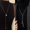 Collar de Suéter con Perlas Redondas de Diseño Minimalista Único para Mujer, Nuevo Accesorio de Cadena Geométrica de Alta Gama para Otoño e Invierno