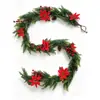 Decoração Personalizada de Atmosfera Natalina Poinsettia Simulada Frutas Vinha Macia Decoração de Parede para Família Pinhas Pinheiro e Cipreste