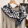 Bufanda Larga de Imitación Seda y Lana de Doble Cara y Doble Capa con Borde Biselado para Mujer, Primavera, Otoño e Invierno, con Correa Ancha, Bufanda Versátil