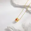 Novo Colar Estilo Chinês Esmalte Vazado Diamante Cabacinha Pingente de Cabacinha Vermelha Corrente de Clavícula Nicho Acessível Luxo Colar de Alta Qualidade