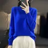 Suéter base de punto 100% lana sin costuras de una sola pieza estilo coreano con cuello semi-alto hueco, color liso, nuevo para otoño e invierno, para mujer