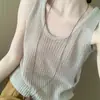 Elegante Colete de Linho Gelo com Botões nas Costas para Roupa Externa, Novo Estilo Coreano de Verão 2026 Versátil Casual Sem Mangas para Mulheres