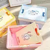 Linda cesta de almacenamiento plegable de colores de caramelo con tapa, organizador grande de escritorio para cosméticos, caja de almacenamiento de juguetes para niños