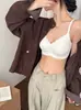 151# Ropa Interior de Algodón Fino Sin Costuras Otoño e Invierno para Busto Pequeño Push-up Soporte Lateral Anti-Caída Sujetador sin Varillas para Mujer