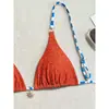2026 Nuevo Bikini de Dos Piezas con Bloques de Color Estilo Europeo y Americano para Mujer en Amazon, Bikini Sexy con Atar para Playa y Aguas Termales