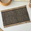 Manteles individuales tejidos de color café retro, creando un ambiente de estilo francés con borlas, resistentes al calor y estéticamente agradables, perfectos para decorar cafeterías y pastelerías