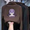 Roupa íntima infantil estampada com forro de fleece, gola alta, manga longa, quente e versátil, camiseta escovada para meninas, outono e inverno
