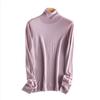 Suéter de Gola Alta de Lã Tricotado Feminino Lavável à Máquina 100% Cor Limitada Sazonal de Felpa Outono e Inverno Camisa Básica