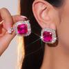 Machika Aretes de Diamantes de Imitación Geométricos Cuadrados Brillantes de Alta Gama Diseño Nicho para Mujer Aretes Exquisitos Elegantes Aretes