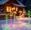 Luces decorativas navideñas de cinco en uno alimentadas por energía solar para césped, luces de tierra impermeables de pentagrama y copo de nieve para patio exterior