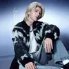 [Mismo estilo que Cai Xukun] Chaqueta de cremallera de lana Fair Isle de mohair para otoño e invierno, suéter de marca de cuero con color contrastante, moderno para hombre