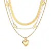 Collar de Cadena Hueso de Serpiente con Colgante de Corazón Popular de Temu, Multicapa para Mujer, Cadena para Clavícula Retro de Nicho de Lujo Ligero Europeo y Americano