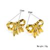 Brincos de ouro 18K em aço inoxidável com laço Brincos femininos europeus e americanos Ins Personalidade transfronteiriça Joias de orelha de alta qualidade