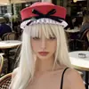 Gorra Azul Marino Bordada Europea y Americana Cosplay Uniforme de Policía Femenino Sombrero de Otoño e Invierno para Actuación Circunferencia de Cabeza Grande Sombrero de Marinero Japonés para Mujer
