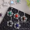 Colgante de Estrella de Cinco Puntas de Colores Ojo del Diablo de Piedra Natural Cristal Ágata para Joyería DIY Collar