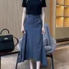 Diseño de Inserto Texturizado 2025 Nuevo Estilo de Verano Falda de Cola de Pez con Dobladillo Alto y Bajo Look Adelgazante Falda Elegante de Corte A para Mujer