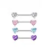 Comercio Electrónico Transfronterizo Europeo y Americano Zircón Corazón Acero Inoxidable Barra Recta Anillo para Pezón Doble Corazón Joyería para Piercing en el Pecho Venta al por Mayor