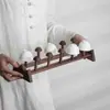 Estante para Tazas de Té de Madera de Nogal, Accesorios para Ceremonia del Té de Madera Maciza, Juego de Té para el Hogar, Accesorios de Almacenamiento con Secado y Drenaje para Tazas Kung Fu