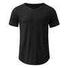 Camiseta de manga corta ajustada con cuello en V redondo de algodón de color puro de moda de verano para hombre 2023, camiseta de media manga para hombre