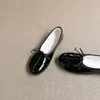 Zapatos Planos Redondos Estilo Francés con Lazo, Zapatos Planos sin Cordones para Mujer, Bailarinas Planas de Puntada Media Ultracómodas